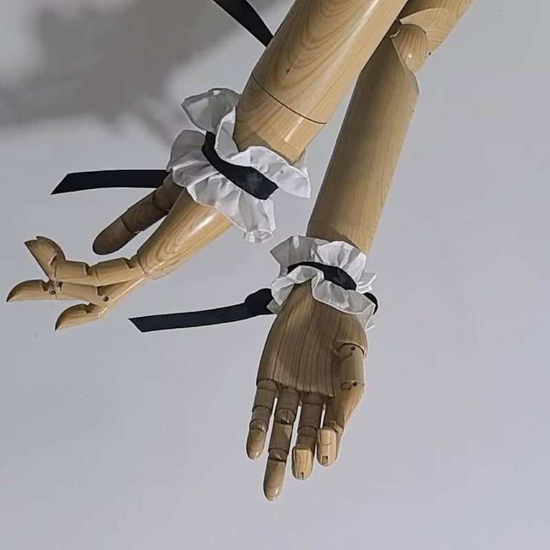 طقم كولار وأساور ميد أنيمي من الدانتيل المكشكش قابل للتعديل لتصوير الكوزبلاي - Image 3